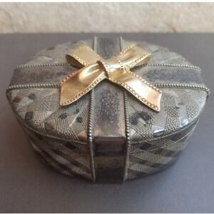 1980's Rare Vintage Godinger Heavy Silver Jewelry Bow Trinket Box